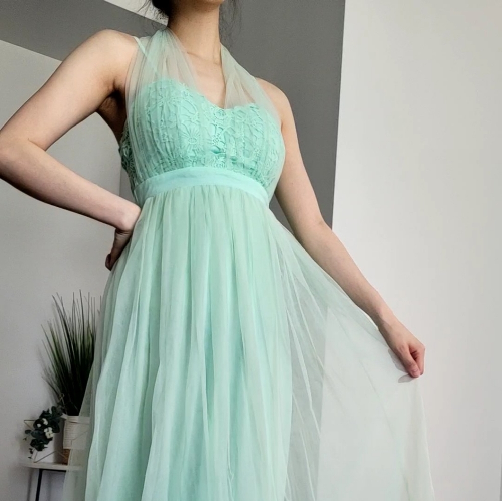 Mint turquoise prom or bridesmaid dress